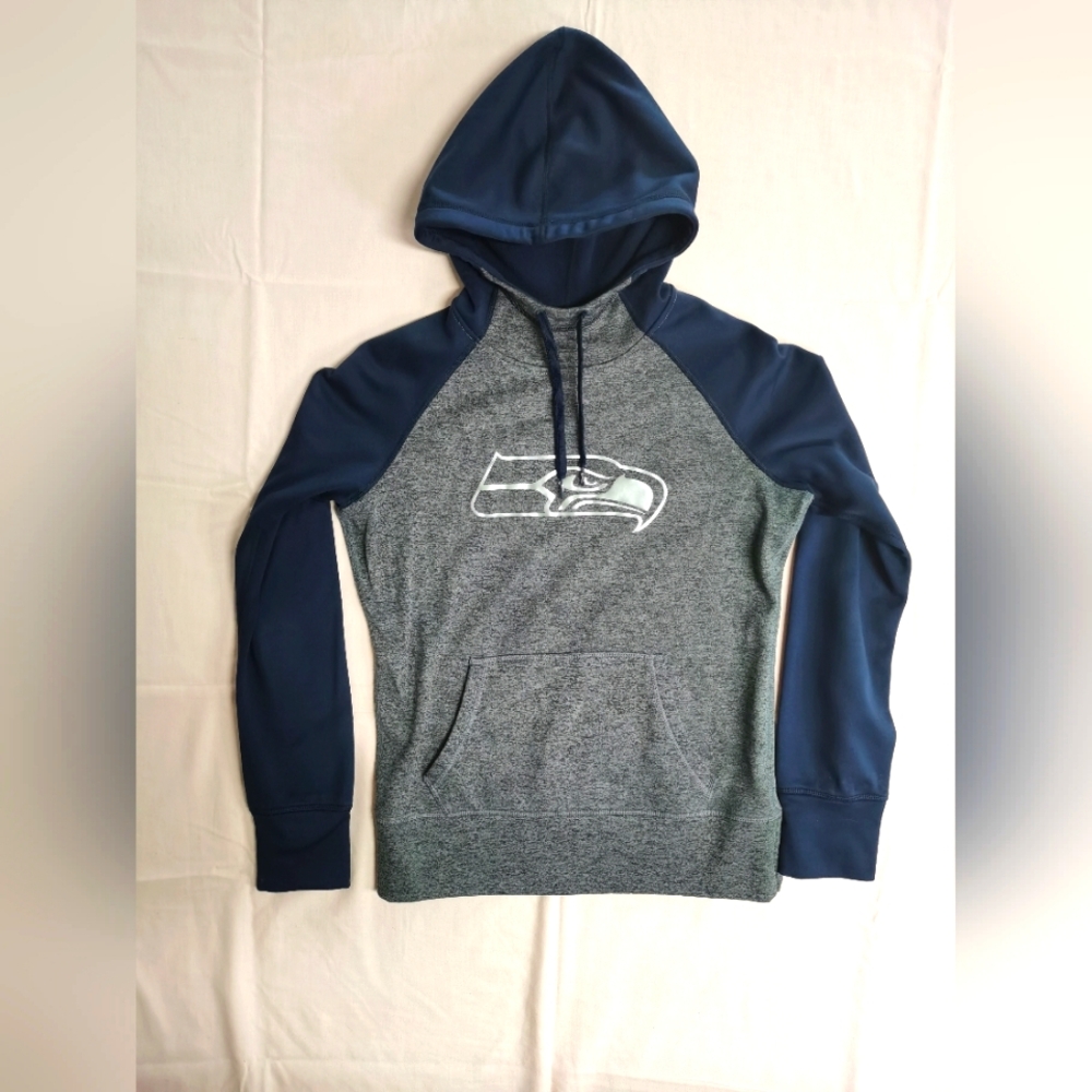 Nike Therma-Fit NFL Women's Seattle Seahawks Navy Blue Gray Hoodie S